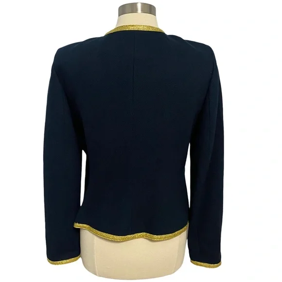 Banana Republic Blazer with Gold Trim Size 12 Blue - Picture 3 of 10